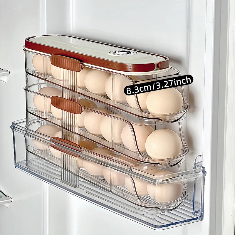 1PCS Home Refrigerator Egg Storage Box Automatic Rolling Eggs Holder