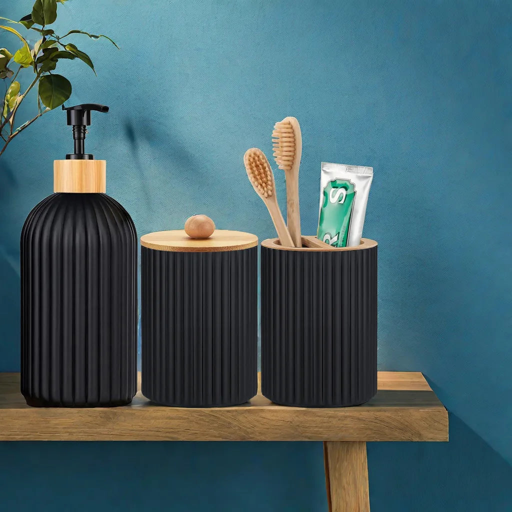 Bathroom Countertop Container Hand Soap Dispenser Cotton Ball Storage