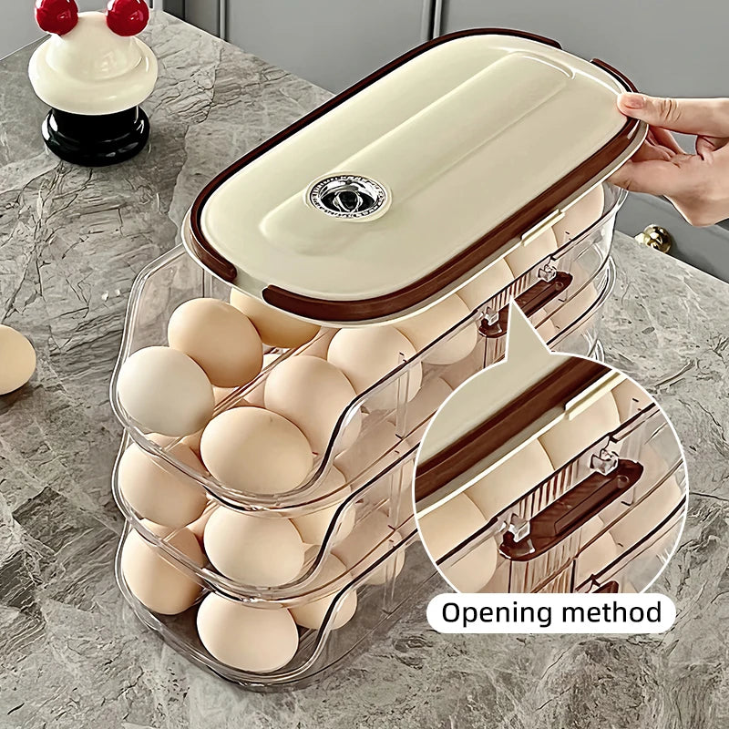 1PCS Home Refrigerator Egg Storage Box Automatic Rolling Eggs Holder