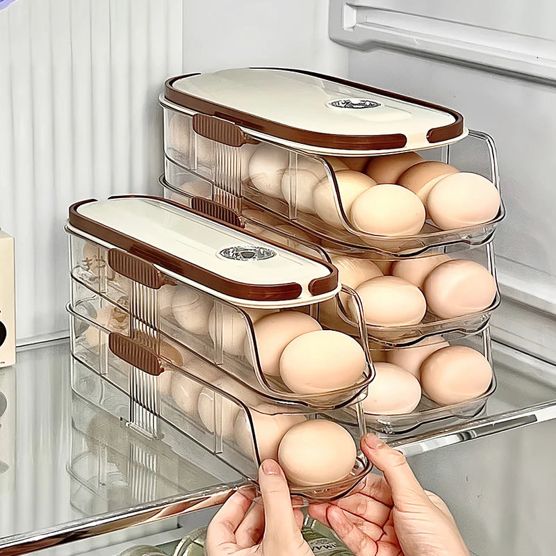1PCS Home Refrigerator Egg Storage Box Automatic Rolling Eggs Holder