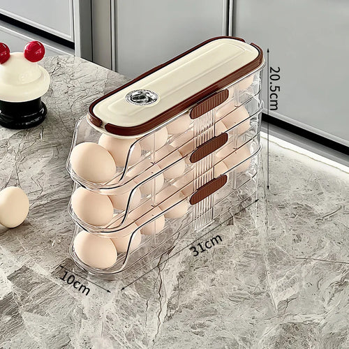 1PCS Home Refrigerator Egg Storage Box Automatic Rolling Eggs Holder