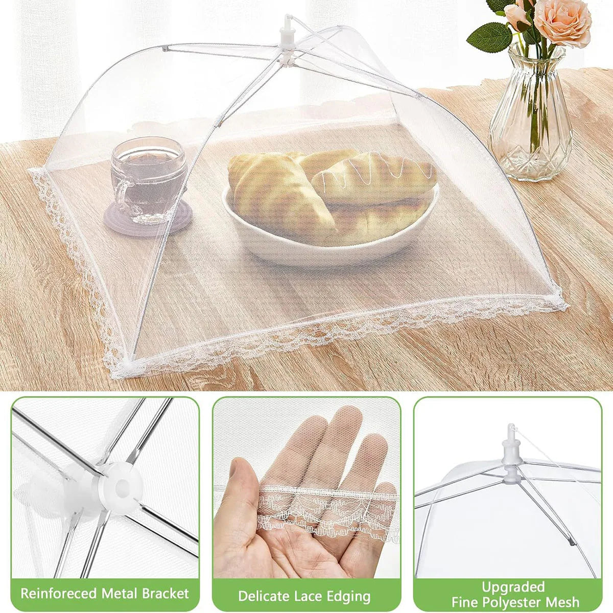 Food Cover Mesh Folding Washable Flies Tables Cover Insect Proof