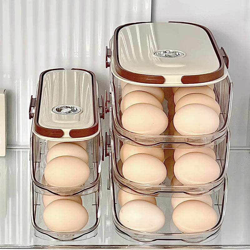 1PCS Home Refrigerator Egg Storage Box Automatic Rolling Eggs Holder
