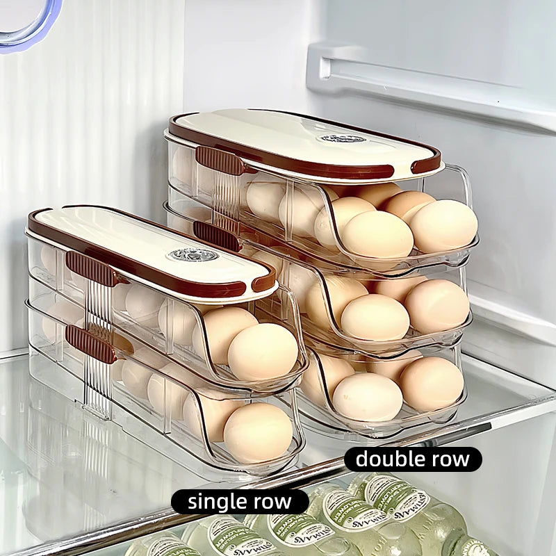 1PCS Home Refrigerator Egg Storage Box Automatic Rolling Eggs Holder