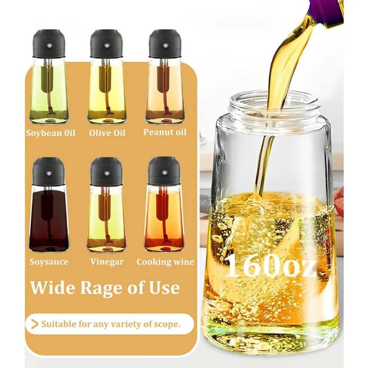 2in1 Oil Spray Bottle Dispenser Oil Jar Cruet BBQ 1-2PCS 500ml Plastic Spray Sprayer Kitchen Baking Roasting Picnic Kitchen Tool