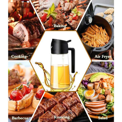 2in1 Oil Spray Bottle Dispenser Oil Jar Cruet BBQ 1-2PCS 500ml Plastic Spray Sprayer Kitchen Baking Roasting Picnic Kitchen Tool