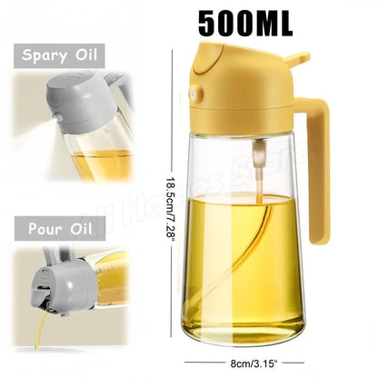 2in1 Oil Spray Bottle Dispenser Oil Jar Cruet BBQ 1-2PCS 500ml Plastic Spray Sprayer Kitchen Baking Roasting Picnic Kitchen Tool