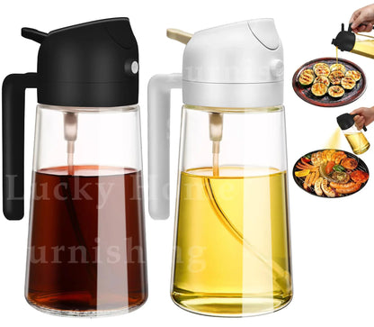 2in1 Oil Spray Bottle Dispenser Oil Jar Cruet BBQ 1-2PCS 500ml Plastic Spray Sprayer Kitchen Baking Roasting Picnic Kitchen Tool