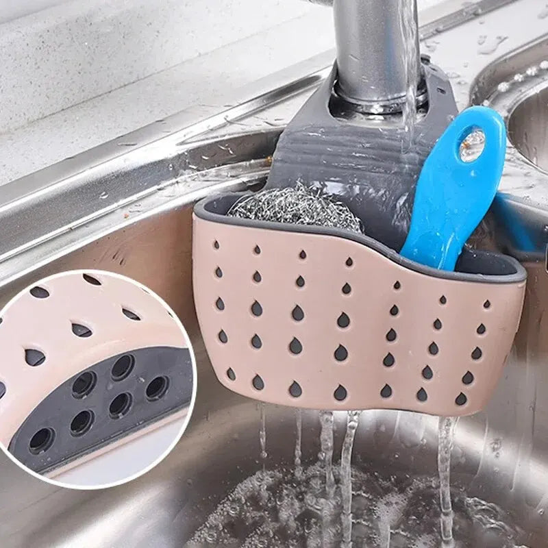 Home Storage Drain Basket Kitchen Sink Holder Adjustable Soap Sponge