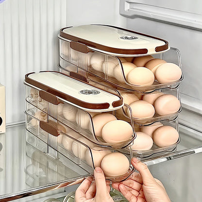 1PCS Home Refrigerator Egg Storage Box Automatic Rolling Eggs Holder