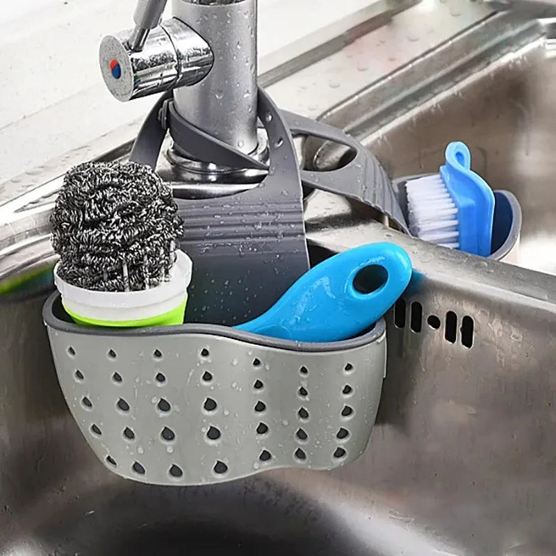 Home Storage Drain Basket Kitchen Sink Holder Adjustable Soap Sponge