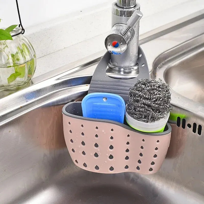 Home Storage Drain Basket Kitchen Sink Holder Adjustable Soap Sponge