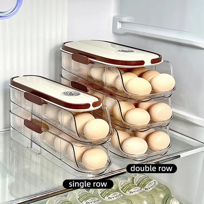 1PCS Home Refrigerator Egg Storage Box Automatic Rolling Eggs Holder